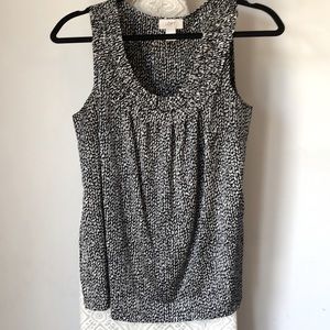 LOFT small black white sleeveless blouse